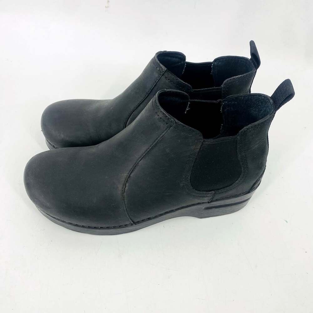 Dansko Chelsea Ankle Boots Womens EU 39 Black Leather Slip On Comfort Booties